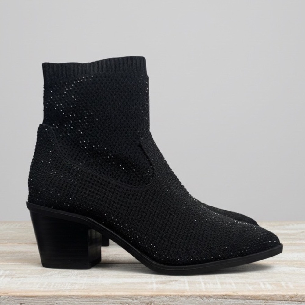 New Kenneth Cole Reaction Jess Rhinestone Ombre Sock Booties Women Black 7 M